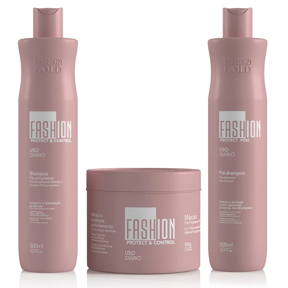 Combo Manutenção Completa Pós Progressiva Fashion Gold 500ml/500g – Promoção